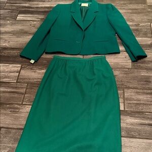 Pendleton Teal Skirt Set blazer skirt vintage size 12